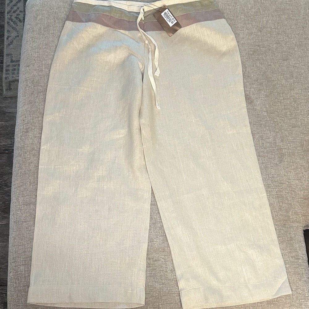 Preview Collection Cream Capris with Multicolor Waistband